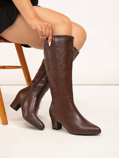 Weit geschnittene Damen Europäischer & Amerikanischer Mode bequemer Plateau-Absatz Elegant Party & Tanz Stiefel bis zum Knöchel