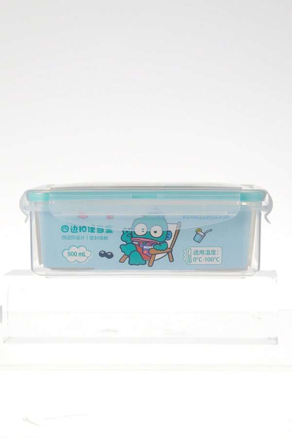 Miniso Scatola per il pranzo Hangyodon con 4 fibbie, da 900ml/30,43 once, realizzata in materiale trasparente con motivi adorabili, super pratica per sigillare e mantenere freschi gli alimenti (1 pezzo)