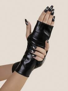 1 双漆皮短款纯色朋克 Y2K 派对、演出、节日服装、角色扮演露指手套 夏季 - 彩色 - 查看 13