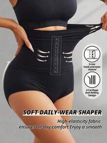 SEXYEYE 2PC Women Seamless High Waist Waist Cincher Panty Briefs Strong Compression Faja Shaperwear Tummy Control Body Shaper Belly Shaping Butt Lifting Underwear - Mơ đen - Xem 5