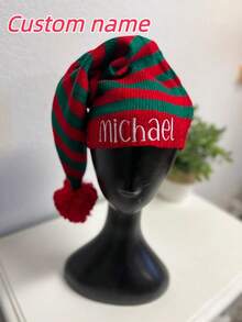 Stripes Santa Hat, Personalized Santa Hat, Embroidered Santa Hat, Adult Christmas Gift, Christmas Hat, Elf Hat, Personalized Elf Hat - Multicolor - View 8