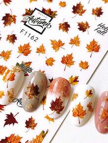 8 Peças de Adesivos de Arte de Unhas com Folhas de Bordo de Outono em Estilo Cartoon - Elementos Decorativos de Outono como Folhas de Bordo Vermelhas, Abóboras, Folhas, Borboletas, Renas, Cogumelos, Abelhas, Mel, Flores de Hibisco, etc., Adequado para Uso Diário, Casamento e Feriados de Mulheres, Adesivos de Arte de Unhas Descartáveis e Autoadesivos, Estilo Fofo e de Luxo Leve, Fácil de Colar na Decoração de Unhas