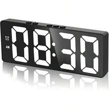 Reloj Despertador Digital con Luminosidad Regulable, Reloj Despertador con Control de Sonido y Modo Snooze, Indicación de Fecha y Temperatura, Adecuado para Dormitorios, Oficinas - A - Ver 13