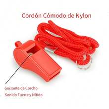 Timotech Set de 2 Silbatos Deportivos de Plástico con Cordón, Silbato Oficial de Sonido Fuerte y Nítido, para Entrenadores y árbitros (Rojo) - Rojo - Ver 10