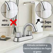 Llave Mezcladora para Lavabo con Cuerpo de Latón Sólido, Nariz y Charola de Acero Inoxidable de Alta Resistencia - Plateado - Ver 4