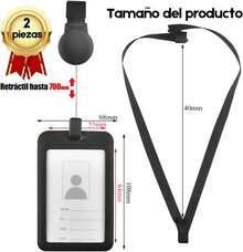 OUPEI - Porta Gafete de Retráctil Vertical [2 Piezas], Porta Credencial Gafete con Cordón para Hombr y Mujer, Gafete para Oficina Negocios Exposición Útiles Escolares y Trabajo - 1 - Ver 6