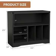 Record Player Stand With Vinyl Storage Cabinet, Wood Turntable Table With Open Shelf, Storage Organizer For Living Room, Office - Black - View 1