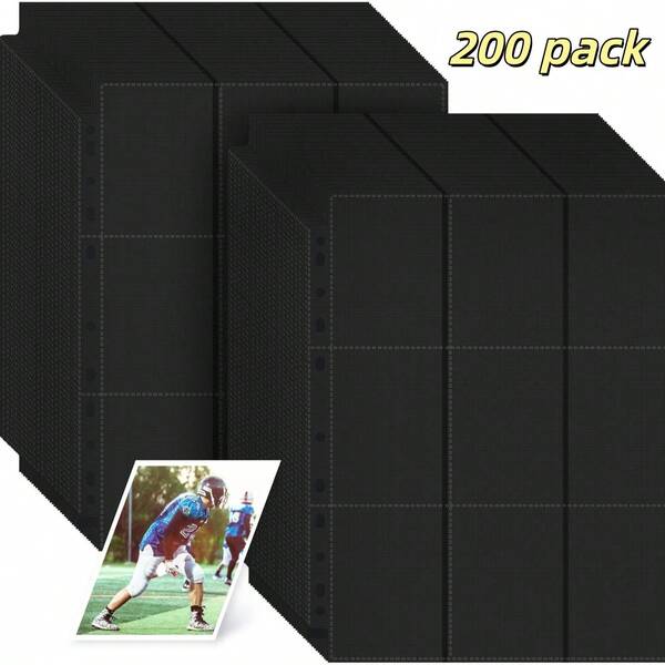 200 كم أكمام بطاقات ذات جيبين مزدوجين باللون الأسود، 1800 جيب في صفحات الملزمة، مناسبة لبطاقات MTG والبيسبول والألعاب، صفحات حماية ذات 9 جيوب من مادة البولي بروبلين، مثالية لتخزين بطاقات الألعاب والرياضة، مناسبة لألعاب الطاولة والمجموعات، توفر حماية متينة لبطاقات الرياضة والكرة القدم والبطاقات الرياضية وبطاقات الألعاب وبطاقات الصور والبطاقات البيسبولية والبطاقات الفوتوغرافية ل- Kpop، ألبوم تجميع محمول، هدية عيد الميلاد/هالوين