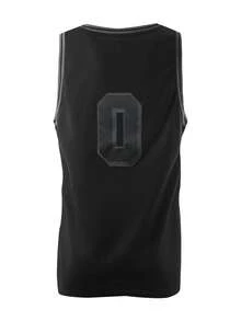 Boyfriend Style Men's 0 Black Basketball Jersey Casual Embroidered And Sewn Round Neck Vest Party Sports Top