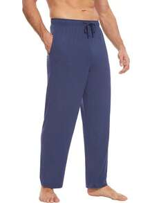 Mens Pajama Pants - Viscose Made From Bamboo, Soft Sleep Pants Comfy Drawstring Lounge Bottom With Pockets Sweatpantshalloween - Grayish Blue - View 1