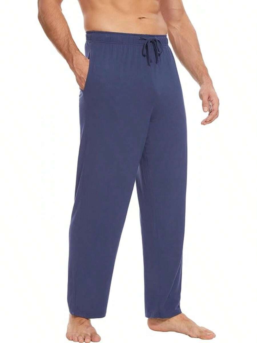 Mens Pajama Pants - Viscose Made From Bamboo, Soft Sleep Pants Comfy Drawstring Lounge Bottom With Pockets Sweatpantshalloween - Grayish Blue - View 1