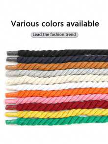 1pair Thick Rope Shoe Laces For Wide Round Chunky Shoelaces Replacement Strings For Sneakers(120cm/47.24inch) - Black - View 4