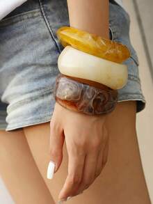 3 件/1 件夸张几何手链套装，百搭珠宝配饰，适合日常佩戴、派对、度假、波西米亚风格 - 寬版 - 查看 2