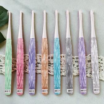 8Pcs Crochet Hooks, Inline Crochet Hook Set 2.5mm(C)-6mm(J), See-Through Plastic Handle, Ergonomic & Pretty,Ideal For Beginnersand Experienced Hobbyist,Crocheting Blankets, Dolls, Shawls, Hats, Scarves