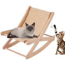 Mecedora Silla de sisal para Gato, Rascadores para Gato Sillon, Hamaca para Gato Elevada con Rascador y Pelota para Gatos, Adecuada para Que los Gatos Duerman, Jueguen y Afilen Sus Garras - 1 - Ver 1