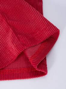 Conjunto de 2 piezas de top tejido con textura 3D de fresa dulce y encantadora y pantalones de pana roja para niñas jóvenes, perfecto para el campus diario, actividades al aire libre y fiestas en primavera, otoño e invierno - Blanco - Ver 10