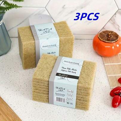 Coconut Fiber Scrubbing Pads -, Non-Woven Linen Cloth For Cleaning In The Kitchen, Bathroom, And Living Room.