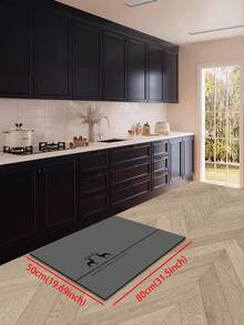1pc Soft Rubber Kitchen Mat, 3.5mm Thick Kitchen Rug, Stylish Minimalist Gray Deer Pattern, Absorbent Kitchen Floor Mat, Can Be Trimmed To Fit, Surface Fabric, Middle Foam Layer, Bottom Rubber Layer, Suitable For Kitchen Rugs, Home Decor, Bathroom Mats, Entryway, Laundry Room, Hallway Carpets, Living Room