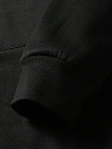 Graffiti FontPatterned Men's Hoodies, Printed Hoodies, Fashionable Wear, Casual And Versatile Tops For Autumn And Winter, Men's Casual And Comfortable Hoodies, Fashionable Long-Sleeved Hooded Sweatshirts - 黑色 - 查看 4
