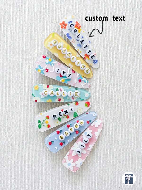 1pc Custom Fluorescent Letter Resin Hair Clip, Personalized Handmade Shiny Hairpin For Teenagers And Girls