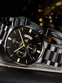 三件套多功能钱包、手表和时尚眼镜礼盒套装，是圣诞节、万圣节、生日送给他的完美礼物。 - 黑色 - 查看 5