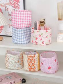 1 Peça Cesta de Armazenamento Acolchoada de Mesa Bonita e Prática, Cesta de Armazenamento de Miudezas de Mesa, Cesta de Armazenamento de Batom, Pincel de Maquiagem e Produtos de Skincare, Ornamentos de Mesa, Caixa de Armazenamento de Cosméticos, Usada para Armazenar e Organizar Pincéis e Produtos de Skincare, Decoração de Mesa, Armazenamento de Fone de Ouvido e Batom, Cesta de Piquenique Portátil