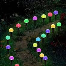 1 pieza de 20 luces, luces de cadena para patio, jardín y sendero, luces decorativas en forma de bola de cristal, luces solares LED de bola de burbujas para insertar en el suelo, para decorar jardín, camping, fiestas, el 4 de julio, Navidad, bodas, bailes de graduación y ambiente del patio