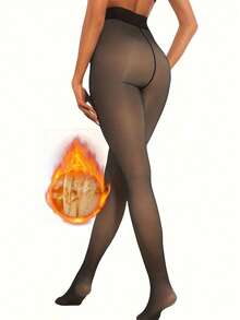 Eine großformatige Damen Winter Strumpfhose, mit Fleecefutter und dickem Grundstoff, weiches und elastisches Hochbund Design, lange Röhrensocken für Herbst und Winter, ein warmes Bein-Accessoire, geeignet für tägliche Ausflüge im Herbst und Winter, für Dates und Fotoshootings um die Beine schlanker erscheinen zu lassen.