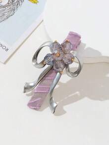 1pc Cute Crystal Bow Hair Clip, Multi-Color Rhinestone Decor Ribbon Accent Hair Accessory, Suitable For Daily Wear, Holidays, Dates, Gifts, Looks Of Party, Claw Clips