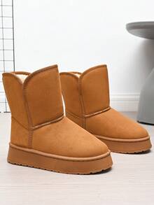 5cm Erhöhung Damen Outdoor Schneestiefel bis zur Mitte des Knöchels, warmes Fleecefutter, rutschfeste Sohle, Winterstiefel für Damen