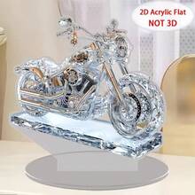 2D Acrylic Motorcycle Desk Decor - Transparent Crystal-Like 2D Decoration, Perfect Holiday Gift, No Power Needed