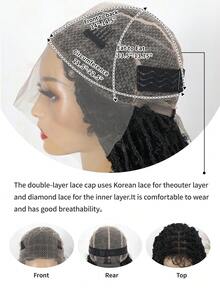 30英寸全双层蕾丝前置盒式辫假发，自然蝴蝶结造型，钩针编织，适合美国女性日常佩戴。合成蕾丝前置编织假发。 - 彩色 - 查看 5