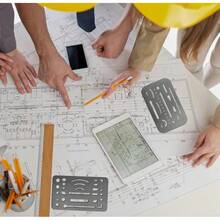 Borrador Shield inoxidable, herramientas de borrado de acero inoxidable, plantilla de dibujo ingeniería, regla herramienta de precisión para diseñoécnico y dibujo profesional - Acero Inoxidable - Ver 5