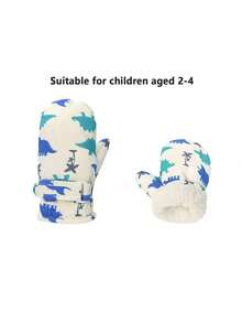 Nuovi guanti da sci per bambini - Tessuto impermeabile e ad asciugatura rapida, imbottitura termica per autunno e inverno, guanti spessi adatti per bambini da 2 a 4 anni, con stampa a cartoni animati