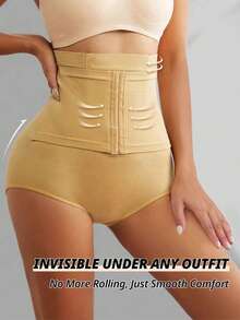 SEXYEYE 2PC Women Seamless High Waist Waist Cincher Panty Briefs Strong Compression Faja Shaperwear Tummy Control Body Shaper Belly Shaping Butt Lifting Underwear - Mơ đen - Xem 9