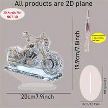 2D Acrylic Motorcycle Desk Decor - Transparent Crystal-Like 2D Decoration, Perfect Holiday Gift, No Power Needed
