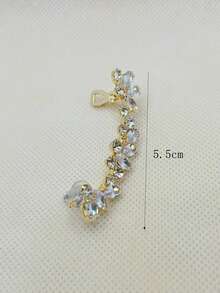 طقم أقراط أذن أيسر بلون فضي مرصع بالراين ستراس وأقراط مشبك، مجوهرات لامعة مناسبة للحفلات