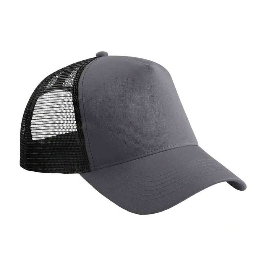 Beechfield Polycotton Snapback Trucker Cap (Graphite Grey/Black) - 100% Mixed - (RW10439) - Grey - View 1