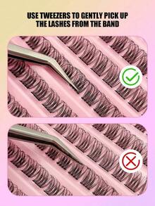 !! ! 150Pcs D Curl Eyelash Clusters Wispy Voluminous And Lightweight Individual Lashes, Natural Look Lashes Fluffy Cluster Lashes DIY Eyelash Extension Women's Eye Makeup, Beginner Friendly, Reusablelash Clusters,Eyelash Clusters,Individual Eyelashes,Lashes,Fake Lashes. Random Style.