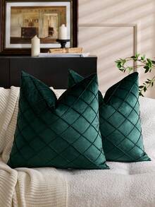 Juego de 2 fundas de cojín de terciopelo negro de 18x18 pulgadas, fundas de cojín de acento neutro suave con textura vintage para decoración de granja de lujo para el hogar, decoración navideña, regalos navideños (SIN RELLENO)