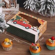 4/8/12件圣诞甜甜圈甜品包装盒圣诞礼物包装盒开窗透明慕斯甜品包装盒蛋挞盒 - 彩色 - 查看 9