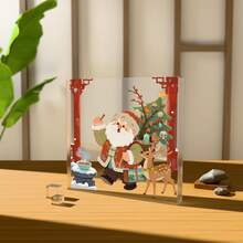 1 pièce (10*10CM/4*4in) Ornement de Noël en forme de cœur en cristal acrylique, scène de la Nativité avec la Vierge Marie, un âne, des moutons, un halo, une étoile et un design artistique religieux. Cadeau parfait pour Thanksgiving et Noël, convient pour la décoration de bureau, l'étagère, la décoration de fête - Style artisanal moderne