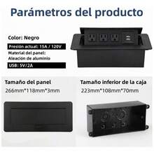Enchufe Escritorio Embebido Placa De Contactos Y Puerto Usb,Toma de corriente integrada para escritorio, mejor efecto de carga, Toma de corriente oculta para escritorio, enchufe múltiple para encimera con puerto USB, toma de corriente universal (tamaño: 26,6 x 11,8 x 7,3 cm) - Negro - Ver 5