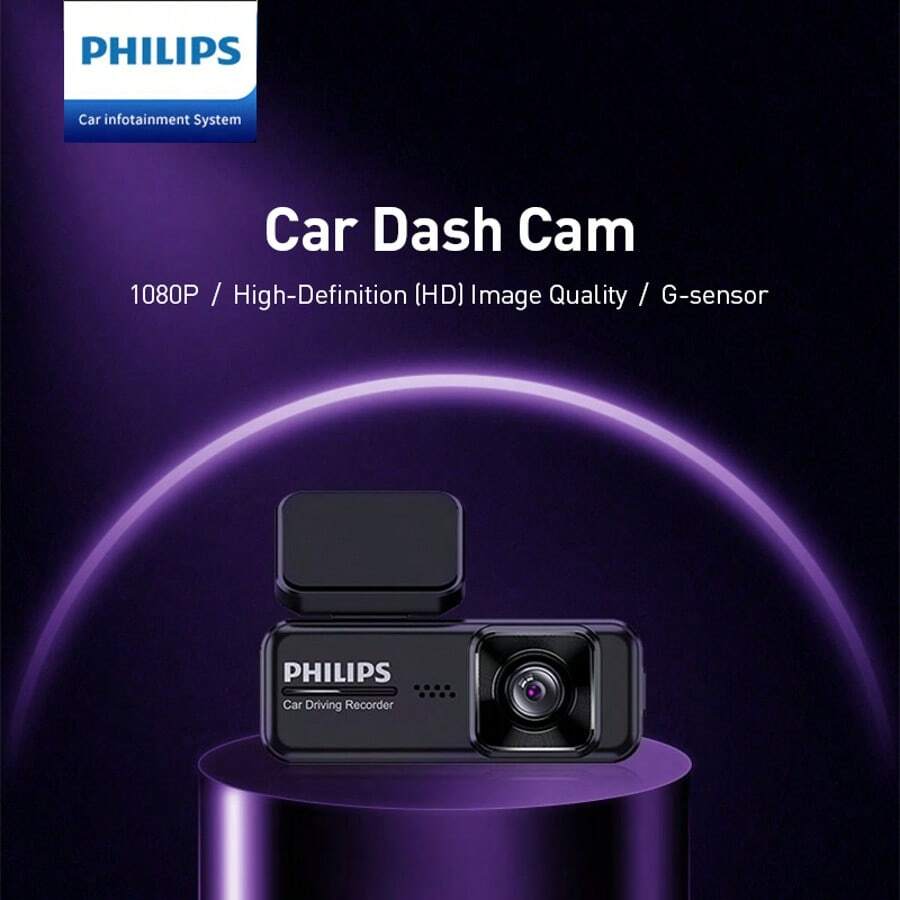 Philips 1080P Front Dash Cam With Philips High-Speed Card, WiFi APP Dash Camera For Cars, HD Night View Mini Dashcam Support G-Sensor Parking Monitor (Connect The Car Power Supply For Use)