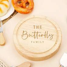 Personalisiertes Bambus Käsebrett Set - Holz Käse, Snack, Obst & Wurst Platte, modern minimalistisch, Käsebrett & Messerset, geeignet für Küche & Wohnzimmer Zuhause