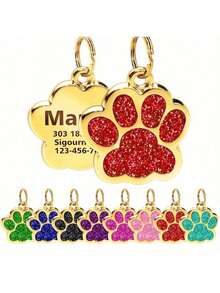 1 pieza Etiqueta de identificación personalizable con diseño de huella de animal lindo, se puede grabar con su número de teléfono y el nombre de su mascota, etiqueta de perro grabada, etiqueta de identificación de gato, etiqueta de identificación de mascota personalizada, utilizada para evitar que las mascotas se pierdan al aire libre, se puede colgar en el collar de gato/perro, colgante para mascota - Rojo - Ver 14