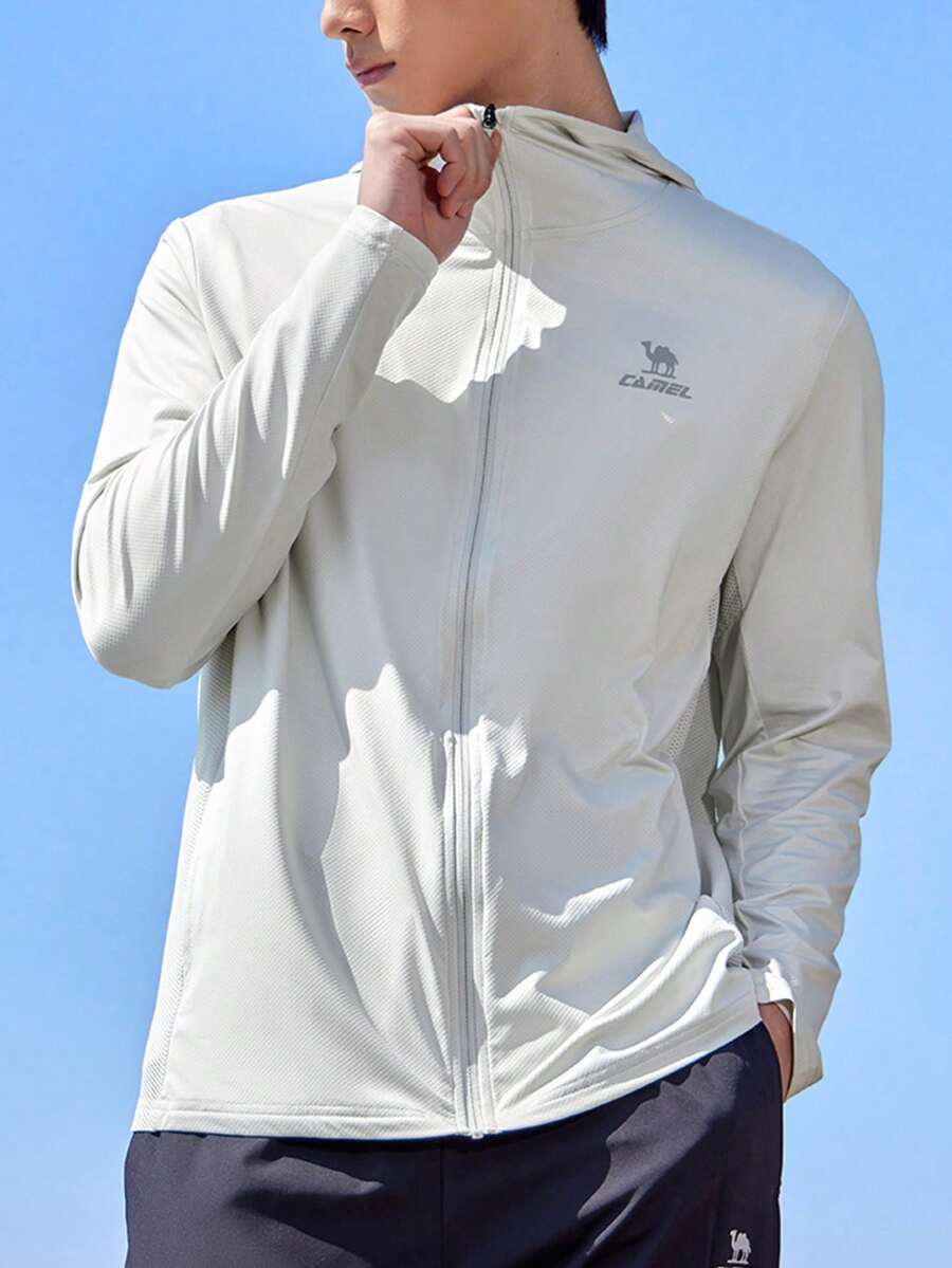 CAMEL CROWN Men's Knitted Hooded Lightweight Breathable Sun Protection Jacket, Moisture-Wicking, UV-Resistant, Quick-Drying, Thin Outerwear For Spring/Summer - Glacier Silver - View 1