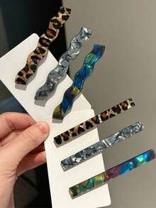 2/4 peças de grampo de franja ondulada de acrílico, peça única, grampo de cabelo lateral simples e colorido, novo design, grampos de garra, prendedor de cabelo, grampos de cabelo