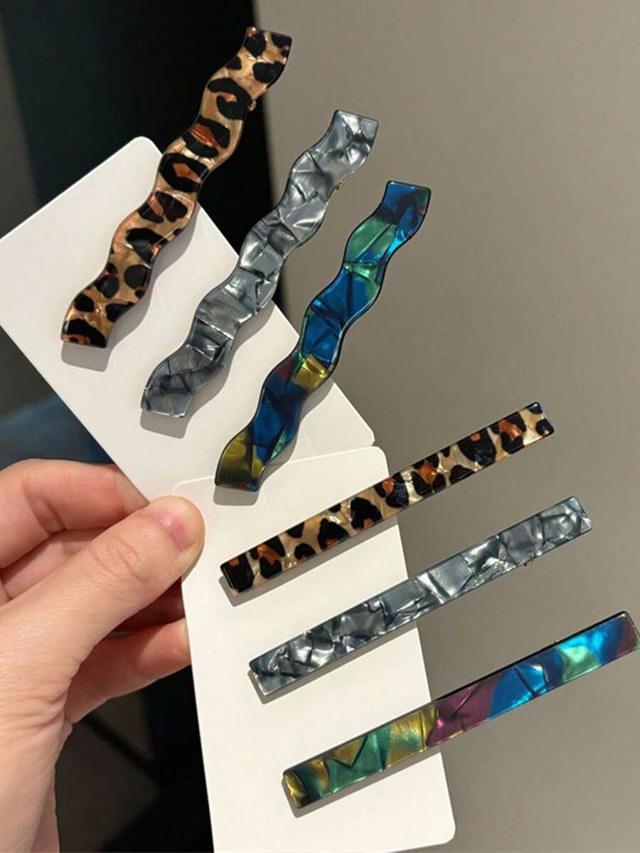 2/4 peças de grampo de franja ondulada de acrílico, peça única, grampo de cabelo lateral simples e colorido, novo design, grampos de garra, prendedor de cabelo, grampos de cabelo