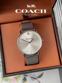 Coach Đồng hồ nữ Elliot Series chạy máy quartz, vỏ màu bạc, dây đeo Milanese màu bạc, mặt số màu bạc. - Vàng - Xem 8